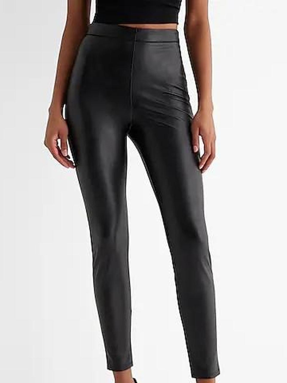Express Super High Waisted Faux Black Leather Leggings